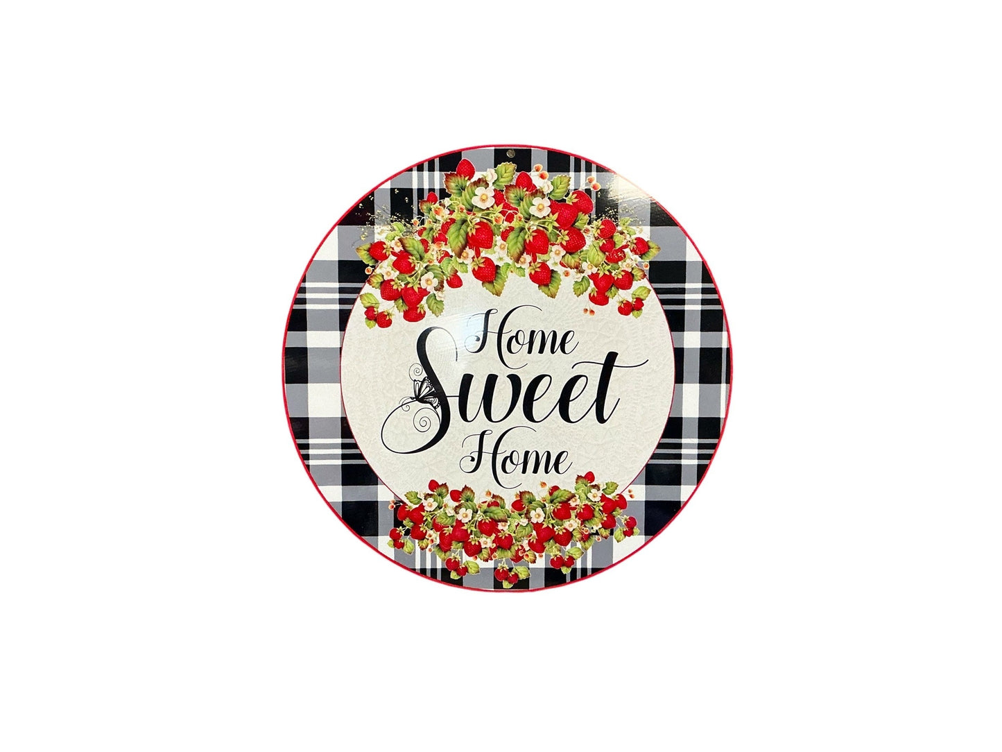 spring strawberry wreath sign