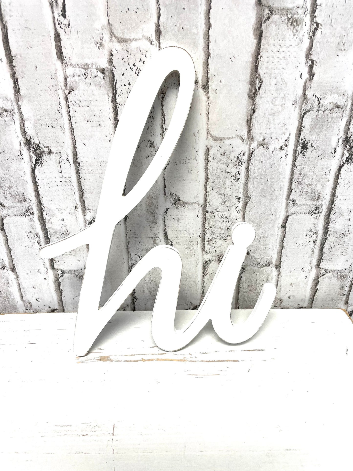 HI sign, everyday sign, AB246527, wooden wreath sign