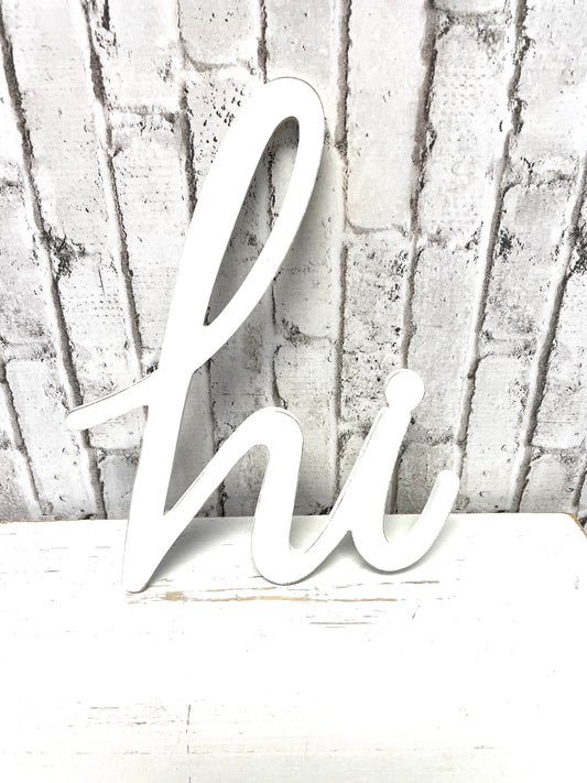 HI sign, everyday sign, AB246527, wooden wreath sign