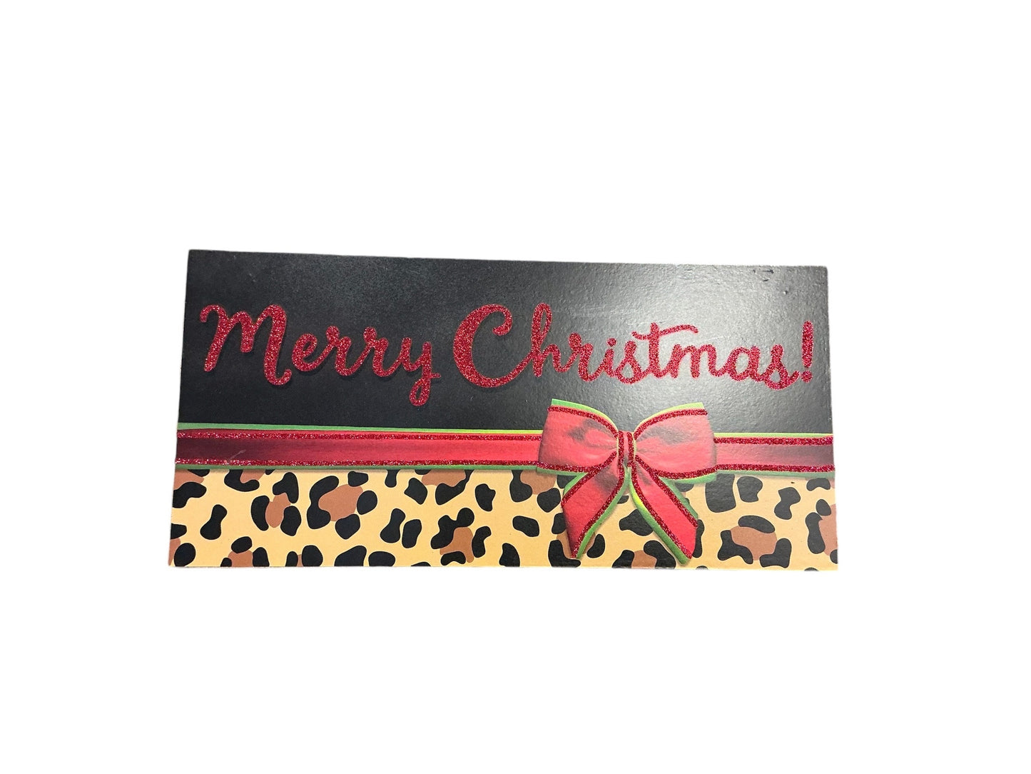 AP8943, leopard present Christmas wreath sign