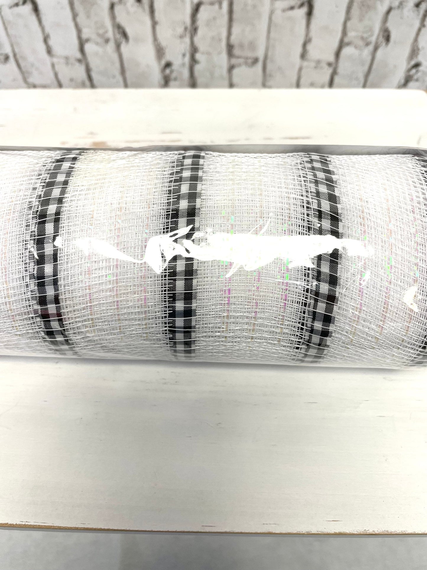 White mesh with black white check stripes, RY8900HF, white black mesh