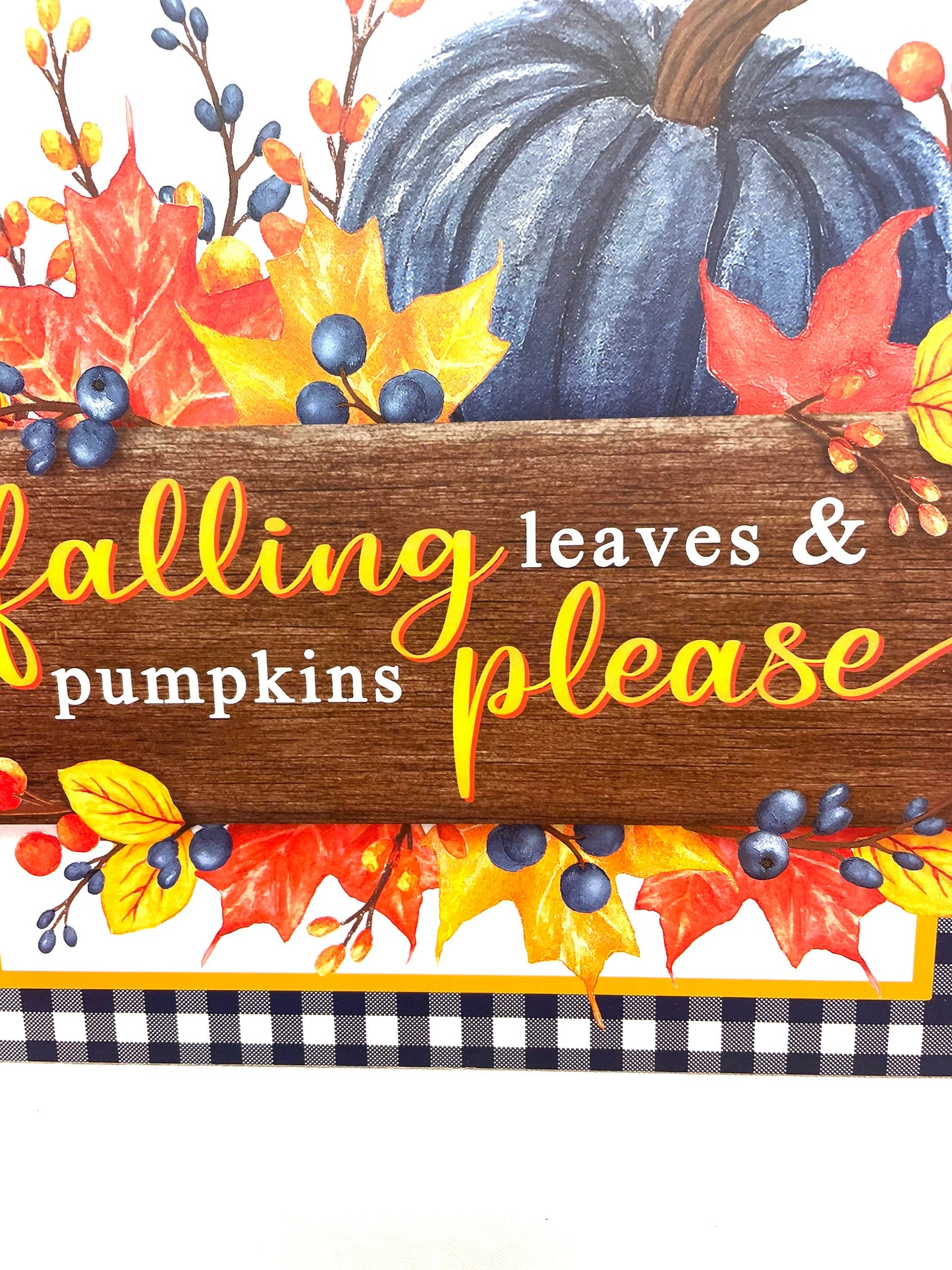 Fall sign, navy fall pumpkin sign, fall leaves please sign, AP7216