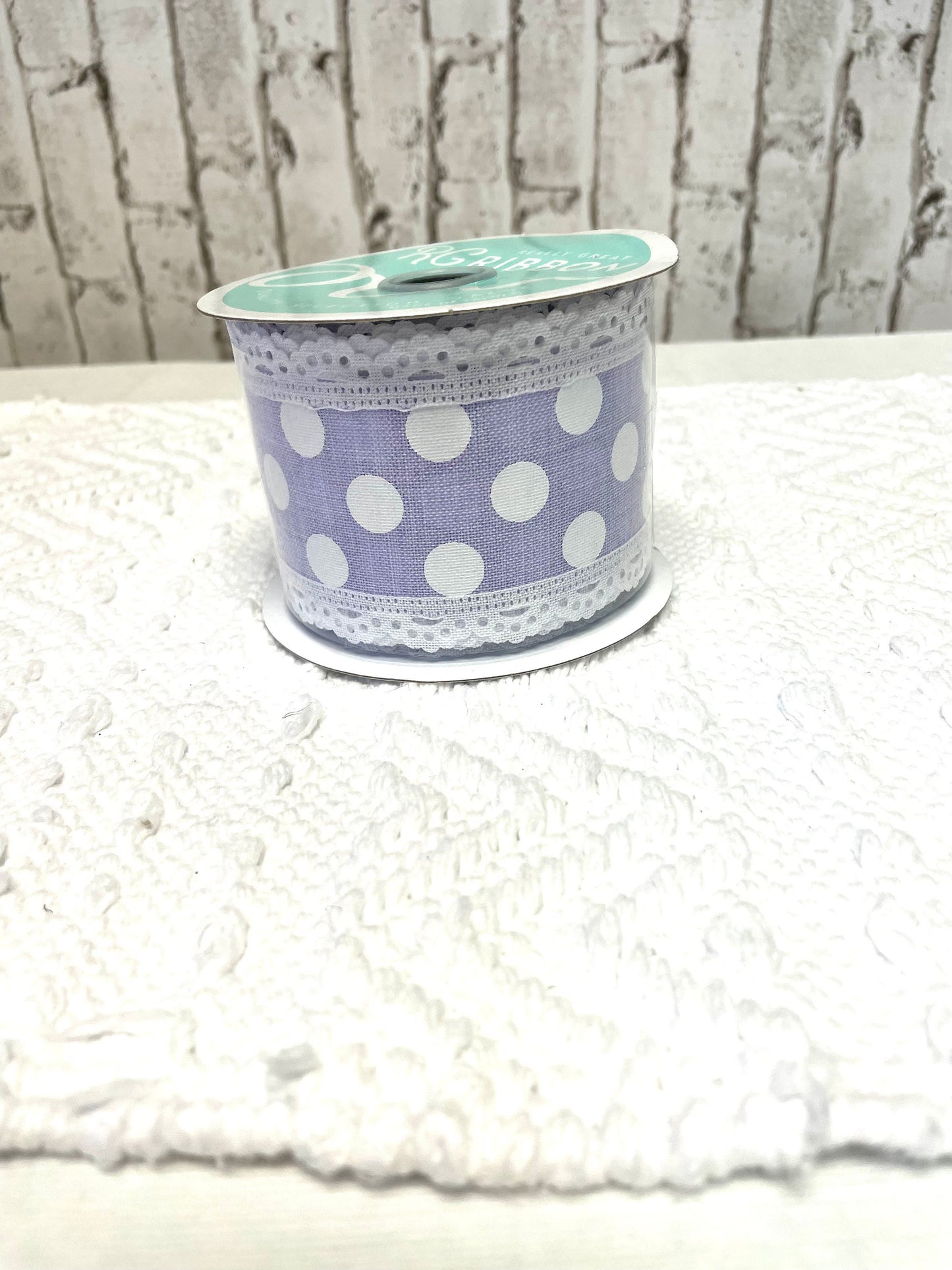 Spring ribbon, Lavendar with dots ribbon, lace trim ribbon, Lavendar and white ribbon, summer ribbon