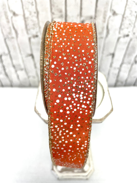 copper dots with glitter dots ribbon, RGC1905, fall ribbon, copper gold ribbon