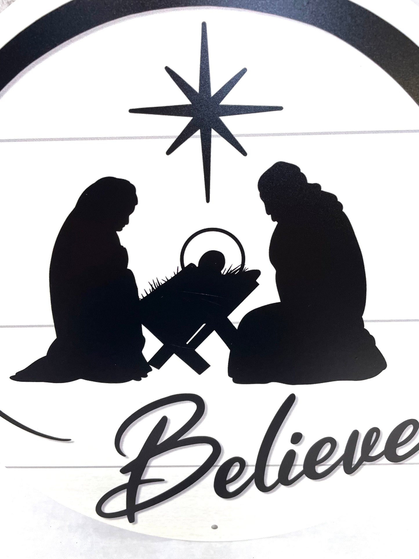 Nativity wreath sign, Christmas wreath sign, religious wreath sign, holy family wreath sign, Christmas sign